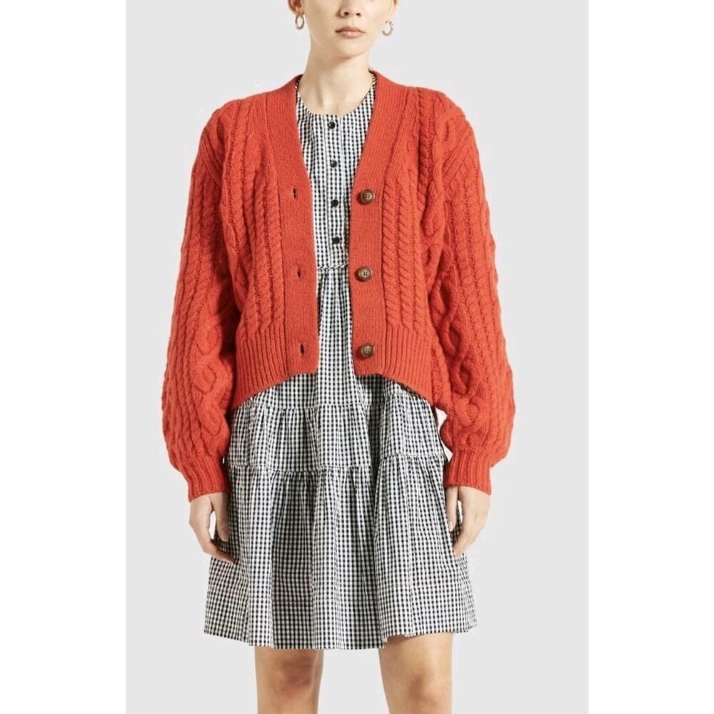 Lee Mathews Stanford Cable Knit Cardigan Size Xs